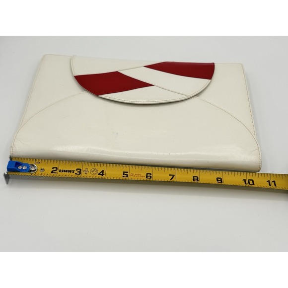 Bally White Leather Clutch Made in Italy Vintage Designer Classic Chic Read